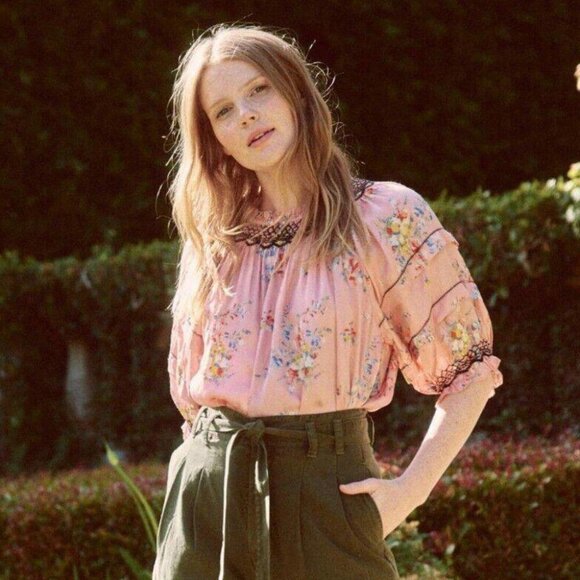 272193 The Folklore Blouse Top Cherry Blossom Printed